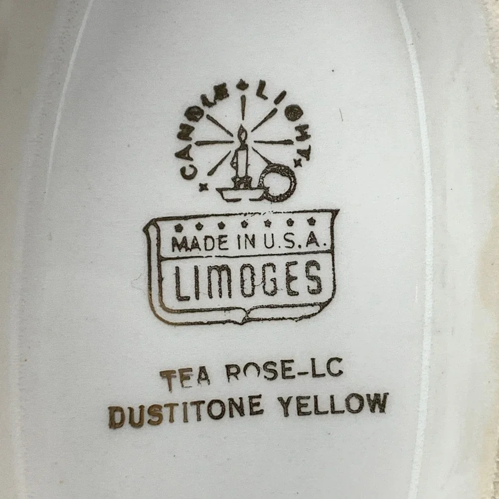 Vintage Candle Light Limoges Tea Rose LC Dustitone Yellow Gravy‎ Boat
